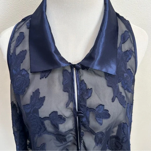 VTG California Dynasty 80s‎ Pajama  Tank Top Blue Burnt Velvet Women’s Sz Medium - Picture 4 of 6
